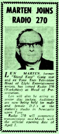 Len Marten hired by radio 270 cutting