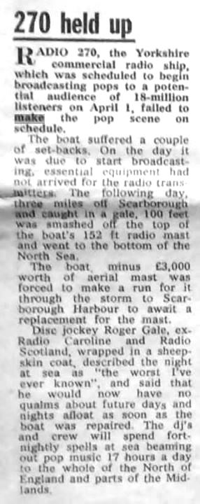 News Cutting about ship's late arrival